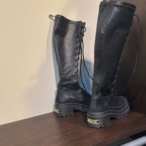 Black Leather Knee-High Boots